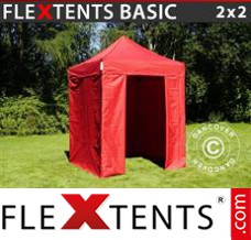 Alupavillon FleXtents Basic, 2x2m Rot, mit 4 wänden