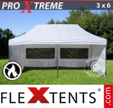 Alupavillon FleXtents Xtreme 3x6m Weiß, Flammenhemmend, mit 6 wänden