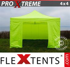 Alupavillon FleXtents Xtreme 4x4m Neongelb/Grün, mit 4 wänden