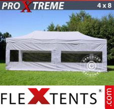 Alupavillon FleXtents Xtreme 4x8m Weiß, mit 6 wänden