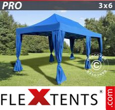 Alupavillon FleXtents PRO 3x6m Blau, inkl. 6 Vorhänge