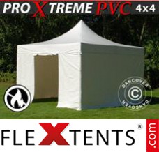 Alupavillon FleXtents Xtreme Heavy Duty 4x4 m, Weiß inkl. 4 wänden