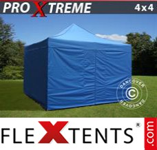 Alupavillon FleXtents Xtreme 4x4m Blau, inkl. 4 wänden