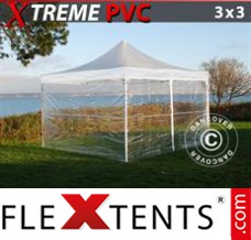 Alupavillon FleXtents Xtreme 3x3m Transparent, mit 4 wänden