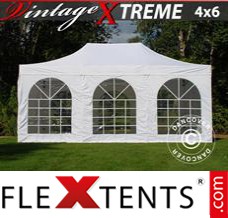 Alupavillon FleXtents Xtreme Vintage Style 4x6m Weiß, mit 8 wänden