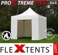 Alupavillon FleXtents Xtreme Heavy Duty 3x3 m, Weiß inkl. 4 wänden