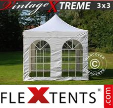 Alupavillon FleXtents Xtreme Vintage Style 3x3m Weiß, mit 4 wänden