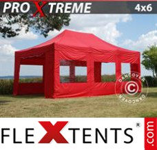 Alupavillon FleXtents Xtreme 4x6m Rot, mit 8 wänden