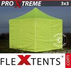 Alupavillon FleXtents Xtreme 3x3m Neongelb/Grün, mit 4 wänden