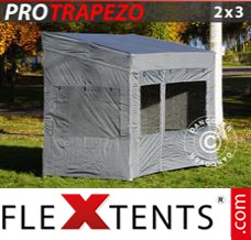 Alupavillon FleXtents PRO Trapezo 2x3m Grau, mit 4 wänden