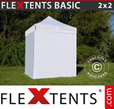 Alupavillon FleXtents Basic, 2x2m Weiß, mit 4 wänden