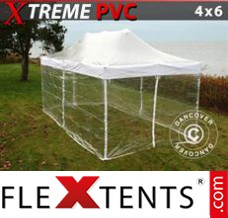Alupavillon FleXtents Xtreme 4x6m Transparent, mit 8 wänden