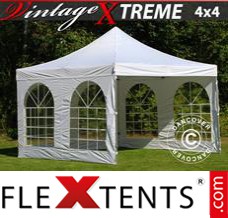 Alupavillon FleXtents Xtreme Vintage Style 4x4m Weiß, mit 4 wänden