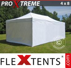 Alupavillon FleXtents Xtreme 4x8m Weiß, mit 6 wänden