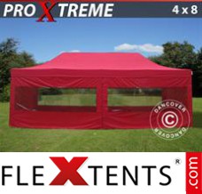 Alupavillon FleXtents Xtreme 4x8m Rot, mit 6 wänden