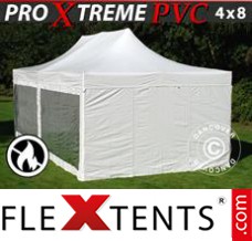 Alupavillon FleXtents Xtreme Heavy Duty 4x8m Weiß, mit 6 wänden