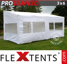 Alupavillon FleXtents PRO Trapezo 3x6m Weiß, mit 4 wänden