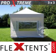 Alupavillon FleXtents Xtreme 3x3m Weiß, mit 4 wänden