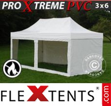 Alupavillon FleXtents Xtreme Heavy Duty 3x6m Weiß, mit 6 wänden